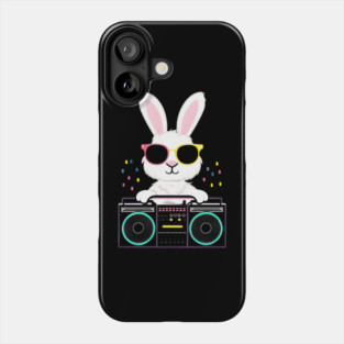 Cool Bunny with Boombox – Funny Retro Animal Graphic Phone Case