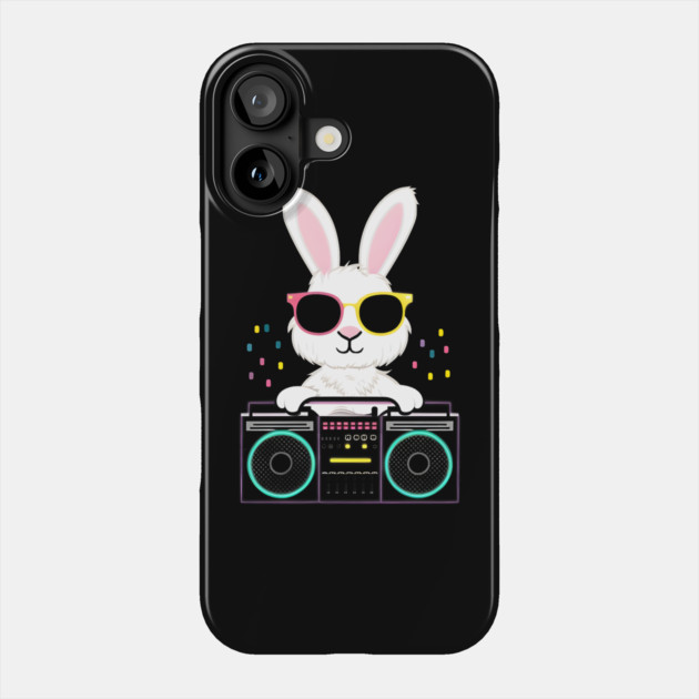Cool Bunny with Boombox – Funny Retro Animal Graphic Phone Case by MakerMind8.2