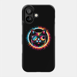 Neon Cat with Glasses – Cool Retro Animal Artwork Gift Phone Case