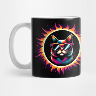 Neon Cat with Sunglasses – Cool Retro Glow Artwork Gift Mug