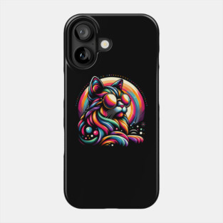 Psychedelic Rainbow Cat – Colorful Cosmic Animal Artwork Gift Phone Case