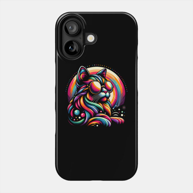 Psychedelic Rainbow Cat – Colorful Cosmic Animal Artwork Gift Phone Case by MakerMind8.2