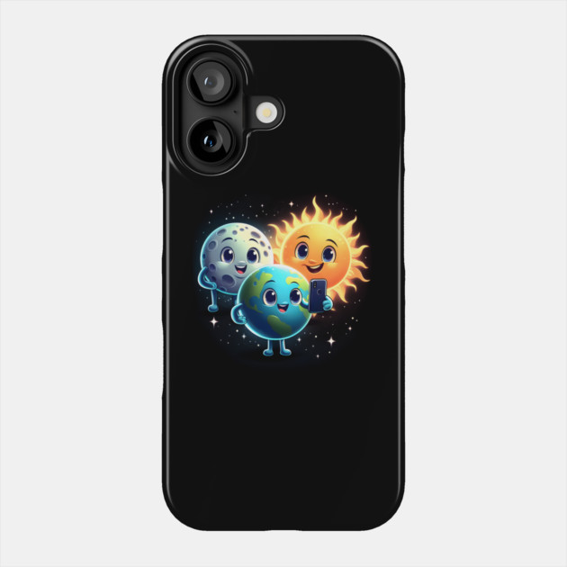 Cute Sun, Moon, and Earth Selfie – Funny Space Graphic Phone Case by MakerMind8.2