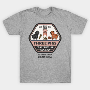 Three Pigs Construction Co. Logo T-Shirt
