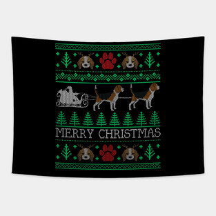 Christmas Beagle Dog Lovers Owners Beagle Ugly Christmas Sweater Tapestry