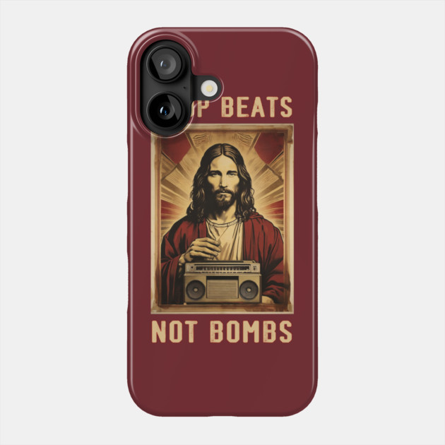 Drop Beats Not Bombs Anti-War Jesus Phone Case by QuirkyQuest Creations