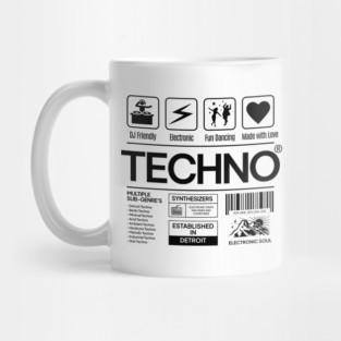TECHNO  - Product Label (Black) Mug