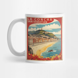 La Concha San Sebastian Beach Spain Travel Tourism Retro Vintage Art Mug