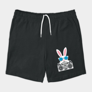 Cool Bunny with Boombox – Funny Retro Animal Graphic Shorts