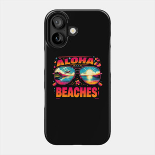 Aloha Beaches – Funny Retro Tropical Vacation Pun Graphic Phone Case