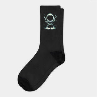Solar Eclipse Tree – Cosmic Nature Silhouette Artwork Graphic Socks