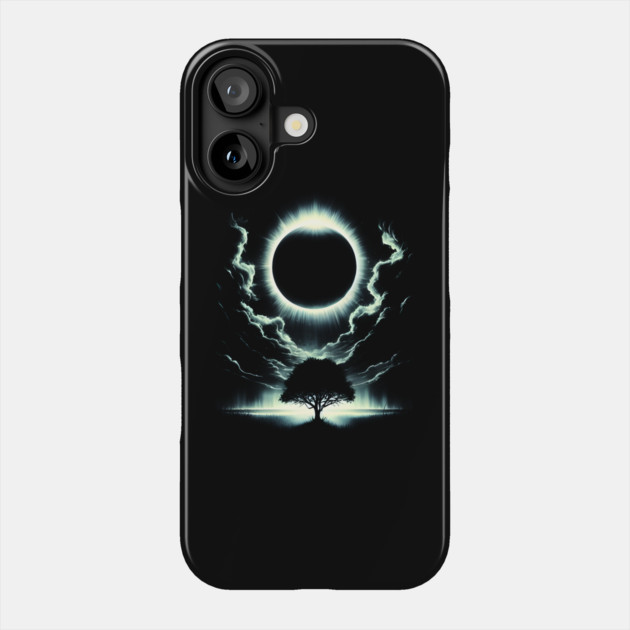 Solar Eclipse Tree – Cosmic Nature Silhouette Artwork Graphic Phone Case by MakerMind8.2