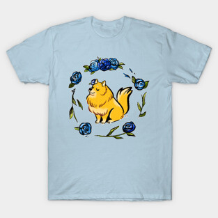 Doggo Designs: Fluffy Pomeranian & Roses T-Shirt