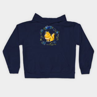 Doggo Designs: Fluffy Pomeranian & Roses Kids Hoodie
