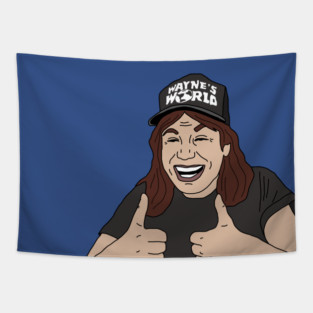 Wayne's World Excellent Thumbs Up 90s Funny Movie Tapestry