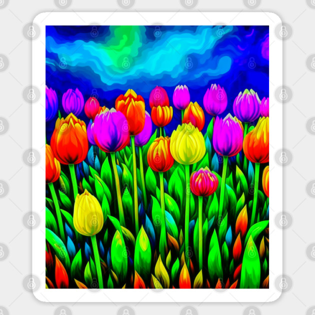 Tulips Van Gogh Style Sticker by HolidayBug