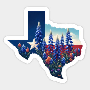 Texas Wildflowers - Texas Flag Floral Sticker