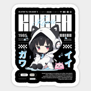 Cute Anime Girl - Music Lovers Kawaii Streetwear Sticker