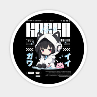 Cute Anime Girl - Music Lovers Kawaii Streetwear Magnet
