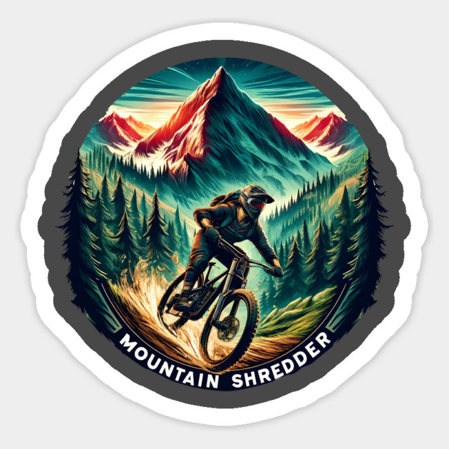 Mountain Shredder, Bicycle Rider Sticker by Vinokurio