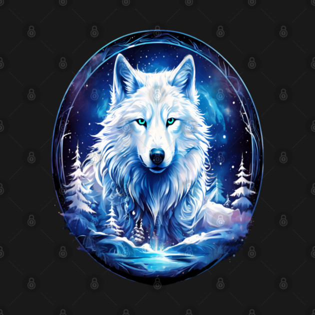 A White Wolf with Mountains, Floral Elements, Forests, Trees by BirdsnStuff