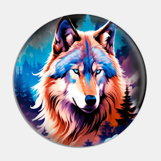 A Grey Wolf with Mountains, Floral Elements, Forests, Trees Pin by BirdsnStuff
