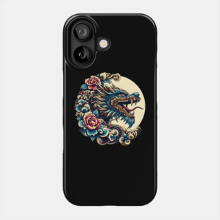Fierce Dragon and Floral Moon Artwork – Mythical Graphic Gift Phone Case