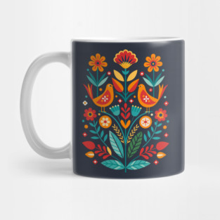 Romanian Folklore Floral Design Mug