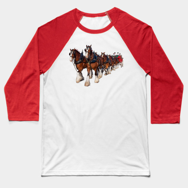Clydesdale Eight Horse Hitch Baseball T-Shirt by Lakeric
