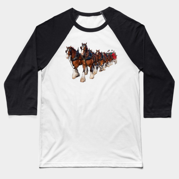 Clydesdale Eight Horse Hitch Baseball T-Shirt by Lakeric