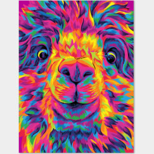 Silly Rainbow Alpaca Posters and Art