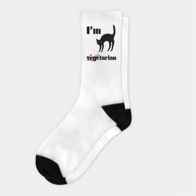I’m Not Vegetarian – Funny Black Cat Dark Humor Graphic Socks by MakerMind8.2