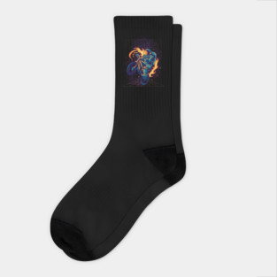 Streetwear Neon Biker – Futuristic Motorcycle Artwork Gift Socks