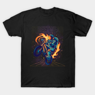 Streetwear Neon Biker – Futuristic Motorcycle Artwork Gift T-Shirt