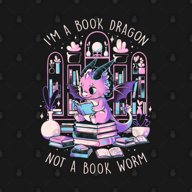 Book Dragon - Cute Dark Dragon Books Color Gift by eduely