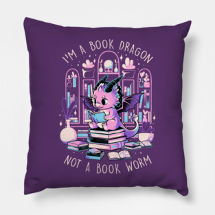 Book Dragon - Cute Dark Dragon Books Color Gift Pillow