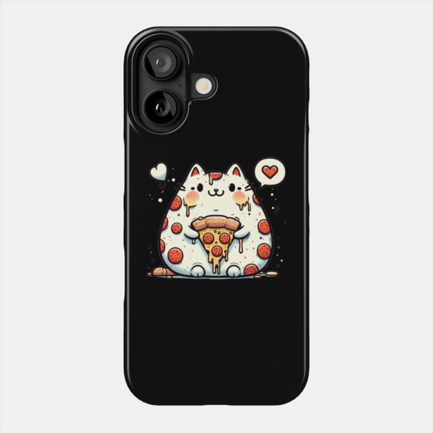 Funny Fat Cat with Pizza Skin, Funny Pizza Lover Phone Case by logiamerch
