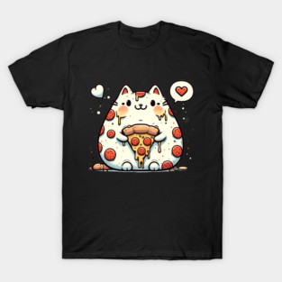Funny Fat Cat with Pizza Skin, Funny Pizza Lover T-Shirt