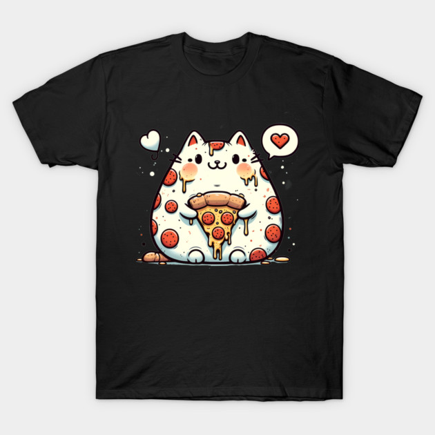 Funny Fat Cat with Pizza Skin, Funny Pizza Lover T-Shirt by logiamerch
