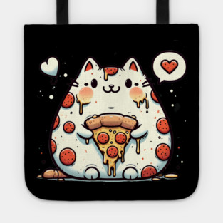 Funny Fat Cat with Pizza Skin, Funny Pizza Lover Tote
