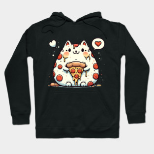 Funny Fat Cat with Pizza Skin, Funny Pizza Lover Hoodie