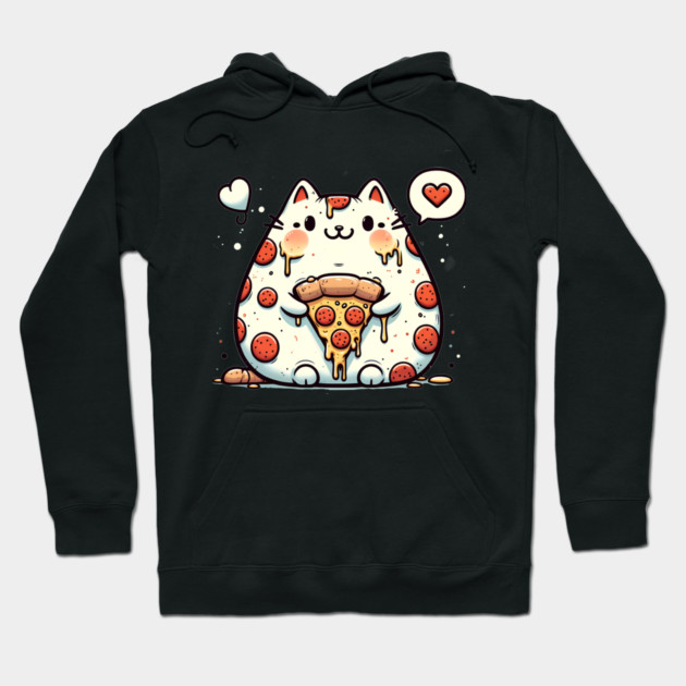 Funny Fat Cat with Pizza Skin, Funny Pizza Lover Hoodie by logiamerch