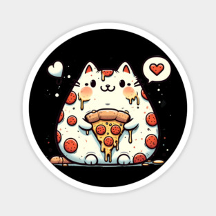 Funny Fat Cat with Pizza Skin, Funny Pizza Lover Magnet