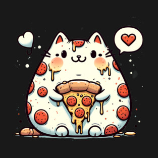 Funny Fat Cat with Pizza Skin, Funny Pizza Lover T-Shirt