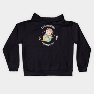Cherishing the Friendship Vibe Cute Earth Hug Graphic Gift Kids Hoodie