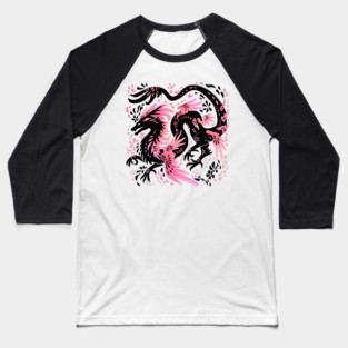 Cherry Blossom Winged Dragon Baseball T-Shirt