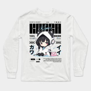 Cute Anime Girl - Music Lovers Kawaii Streetwear Long Sleeve T-Shirt