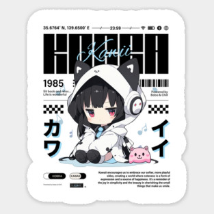 Cute Anime Girl - Music Lovers Kawaii Streetwear Sticker