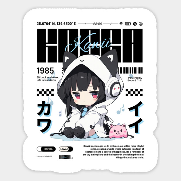 Cute Anime Girl - Music Lovers Kawaii Streetwear Sticker by Designed By Marty
