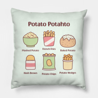 Potato Potahto Mashed Potato French Fries Hash Brown Potato Chips Pillow